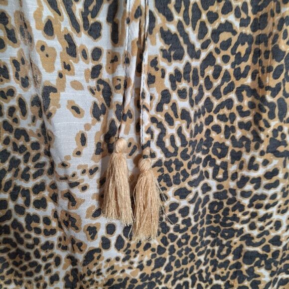 Indigo Rose Womens Leopard Blouse Cap Sleeve Ruffle Tie Neck Brown Black 3X - Picture 6 of 13